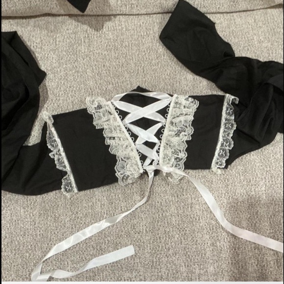 Dolls Kill Accessories - Handmade Black and White Lace-Up Belt